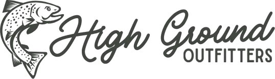 High Ground Outfitters logo: a leaping trout beside the ministry name